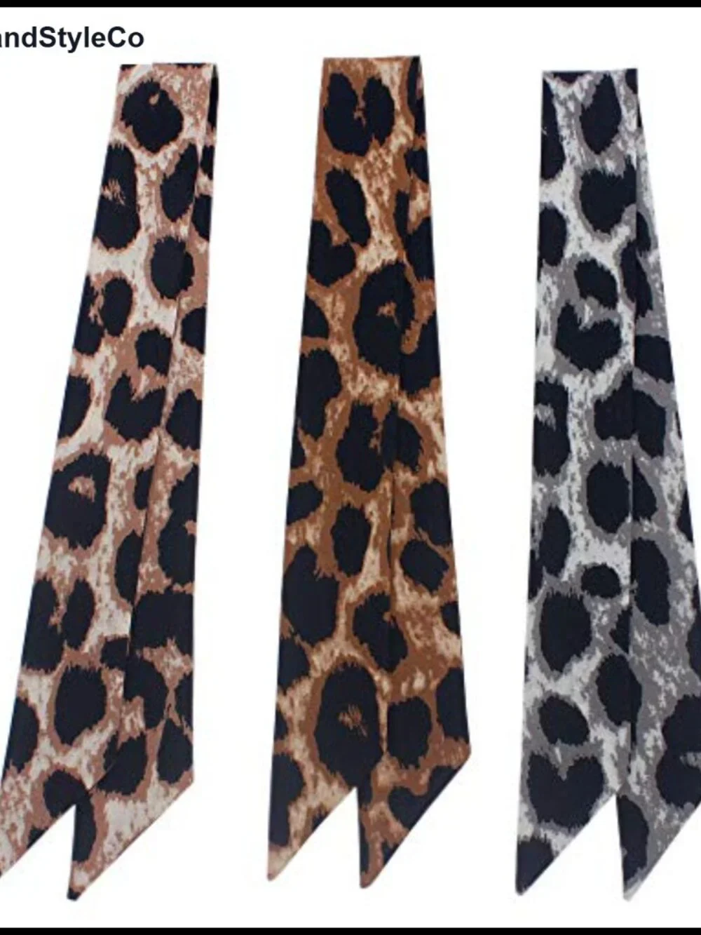 3pcs Silk Scarf Set Bag Handle Wrap Hair Band Neck Scarf
